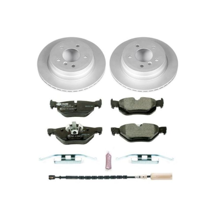 PowerStop ESK5980 Genuine Geomet Coated Rotors, ECE-R90 Brake Pads + Hardware Kit