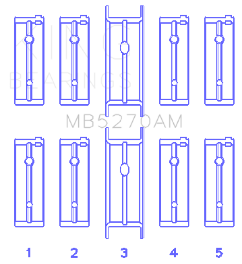 King Engine Bearings MB5270AM0.5 King Chrysler 148/148 Turbo DOHC 16V / Jeep 148 DOHC 16V (Size +0.5mm) Main Bearing Set