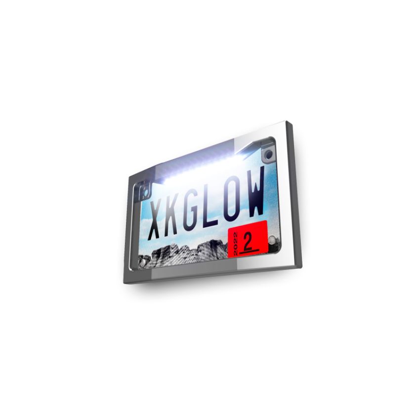 XKGLOW XK034019-W XK Glow Motorcycle License Plate Frame Light w/ White LED - Chrome