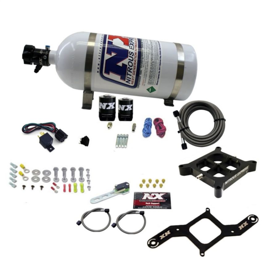 Nitrous Express 63840-10 4150 SINGLE ENTRY CROSSBAR PLATE SYSTEM, RNC (250-750HP) W/10LB BOTTLE