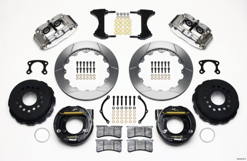 Wilwood 140-9218-P Narrow Superlite 4R Rear P-Brk Kit 12.88in Polished Big Ford New Style 2.36in Offset