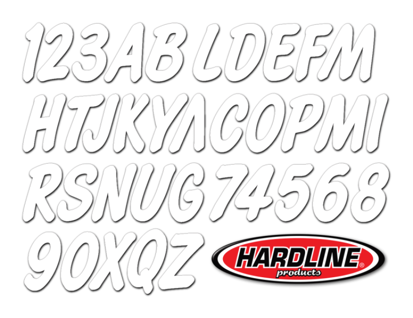 Hardline WHI400EC Boat Lettering Registration Kit 3 in. - 400 White Solid
