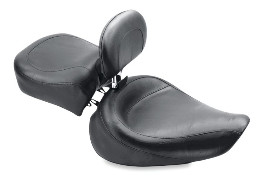 Mustang Motorcycle 79129 Mustang 91-05 Harley Dyna Wide Touring Solo Seat w/Driver Backrest - Black
