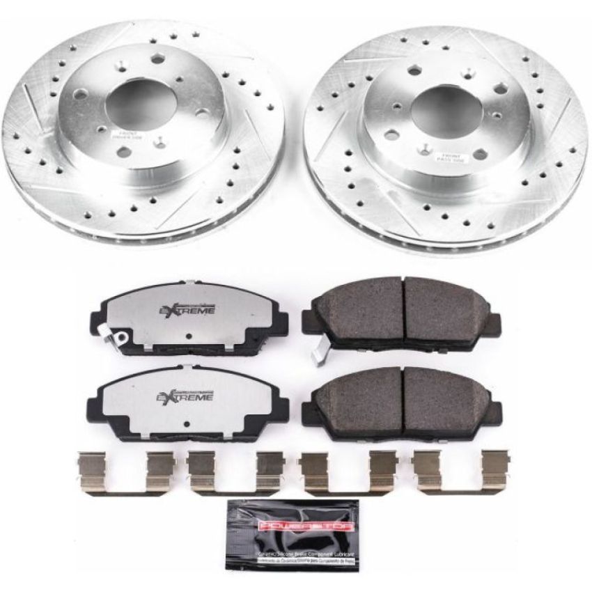 PowerStop K1033-26 Z26 Street Performance Ceramic Brake Pad and Drilled & Slotted Rotor Kit