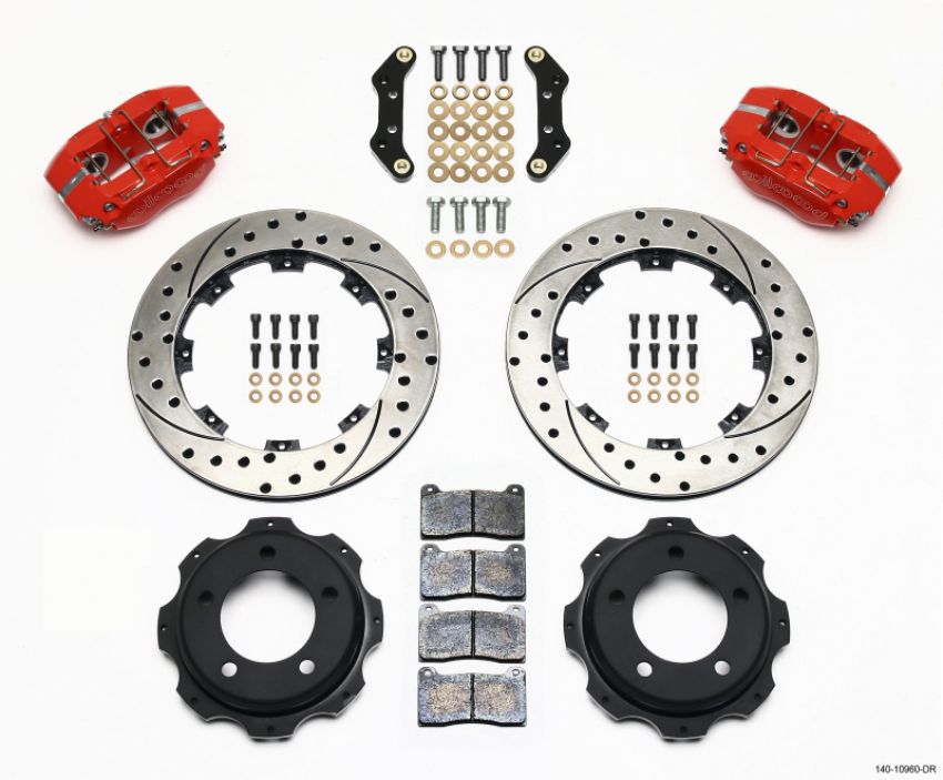 Wilwood 140-10960-DR Dynapro Rear Kit 12.19in Drill-Red Backdraft Cobra (BMW E36 Based)