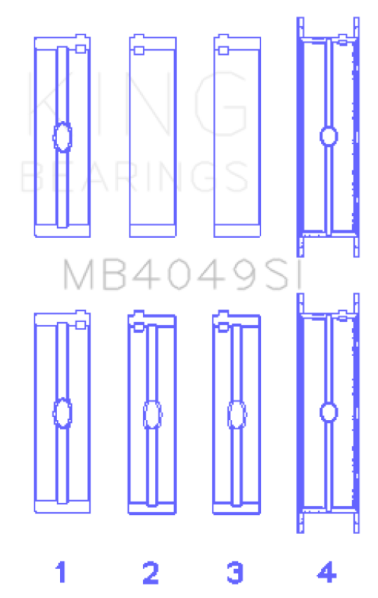 King Engine Bearings MB4049SI0.25 Opel C25Xa/X25Xa (Size +0.25mm) Main Bearing Set