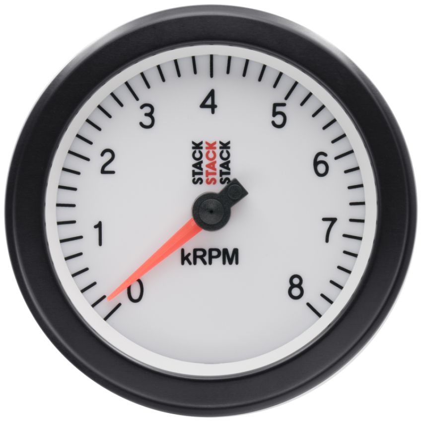 AutoMeter ST100-08W Stack Sport 88mm 0-8K RPM Tachometer - White