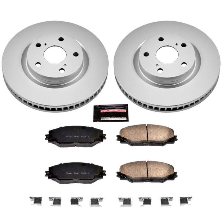 PowerStop CRK3054 Genuine Geomet Coated Rotor and Low-Dust Ceramic Brake Pad Kit