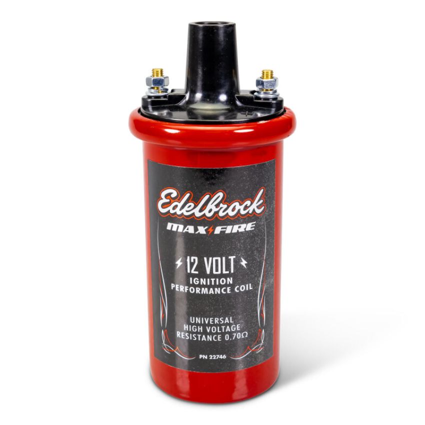 Edelbrock 22746 Ignition Coil - Electric Oil Filled - .70 PR Red w/ Black Top