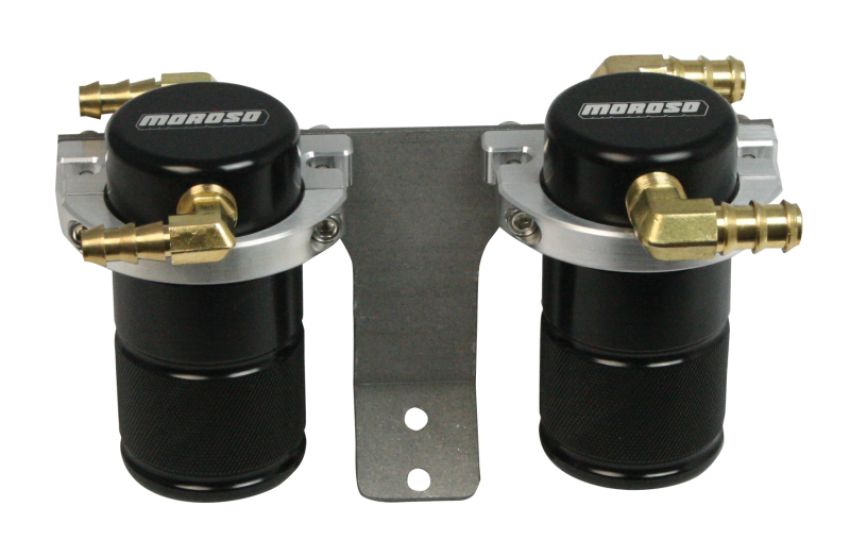 Moroso 85655 04-07 Subaru STi (w/Front Mount Intercooler) Air/Oil Separator Catch Can - Billet Alum -Black
