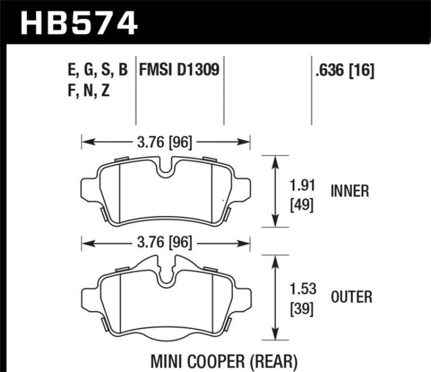 Hawk Performance HB574Z.636 Performance Ceramic Disc Brake Pad