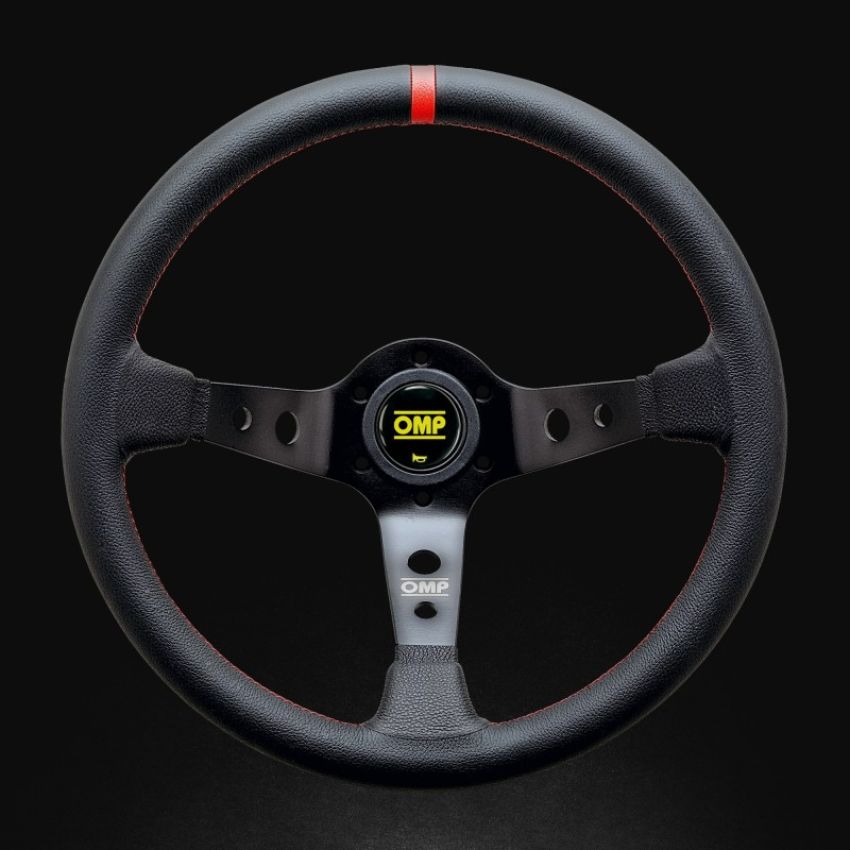 OMP RACING, INC. OMPOD0-1956-073 Corsica Steering Wheel Black and Red Leather