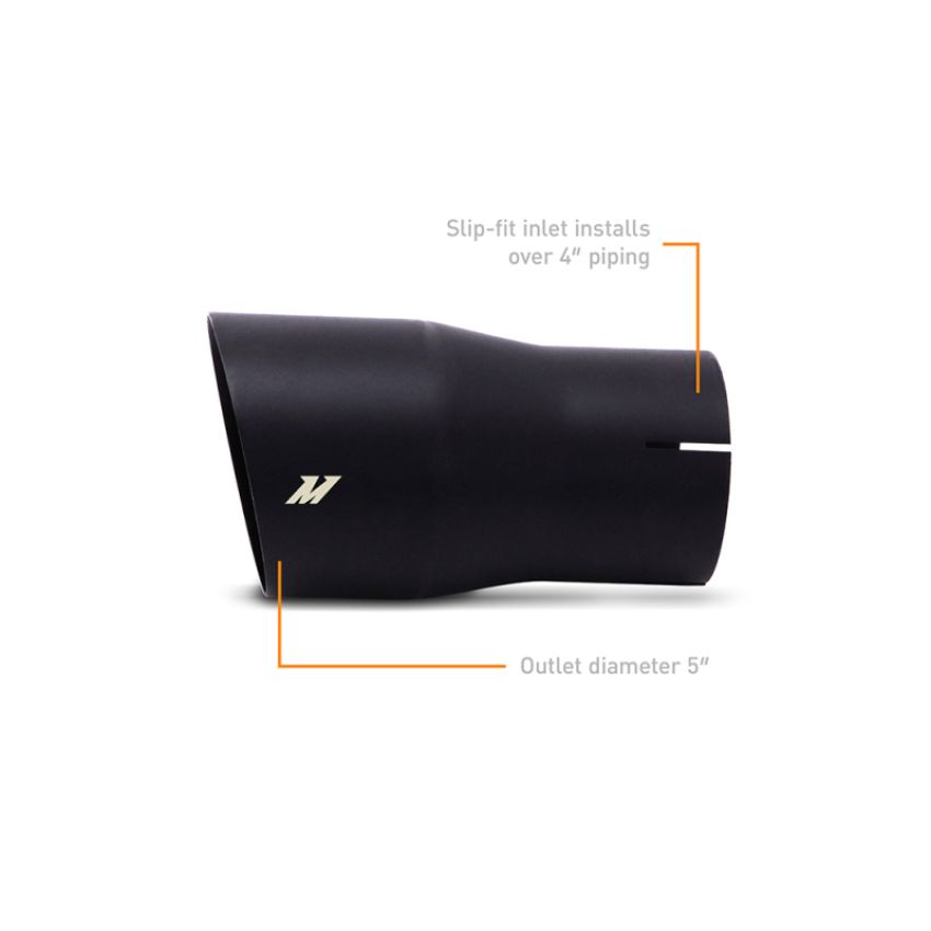 Mishimoto MMEXH-TIP-SWBK Clamo-On Single Wall Exhaust Tip 5in Outlet - Black
