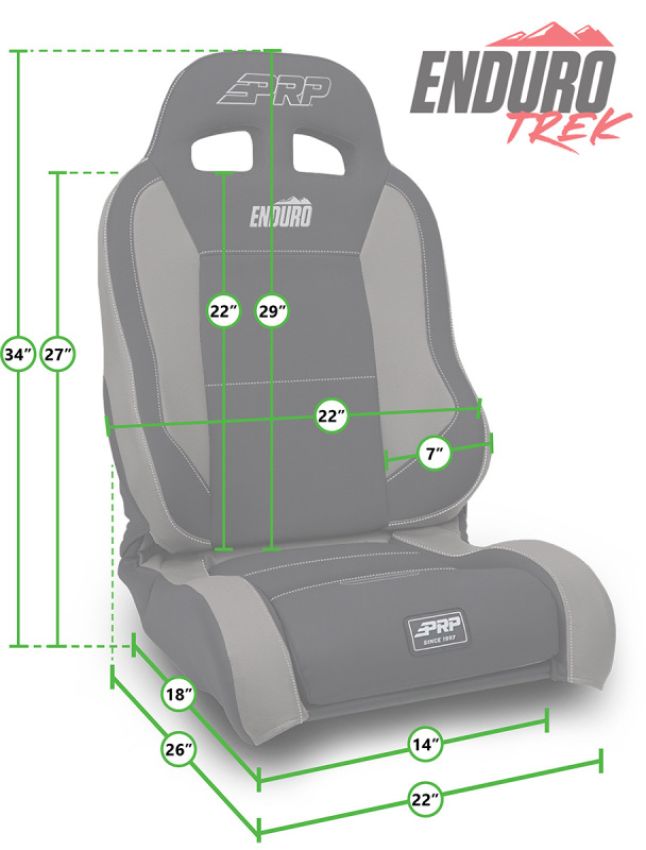 PRP Seats A89010-C38-54 PRP Jeep Wrangler Enduro Elite Reclining Seat - Grey