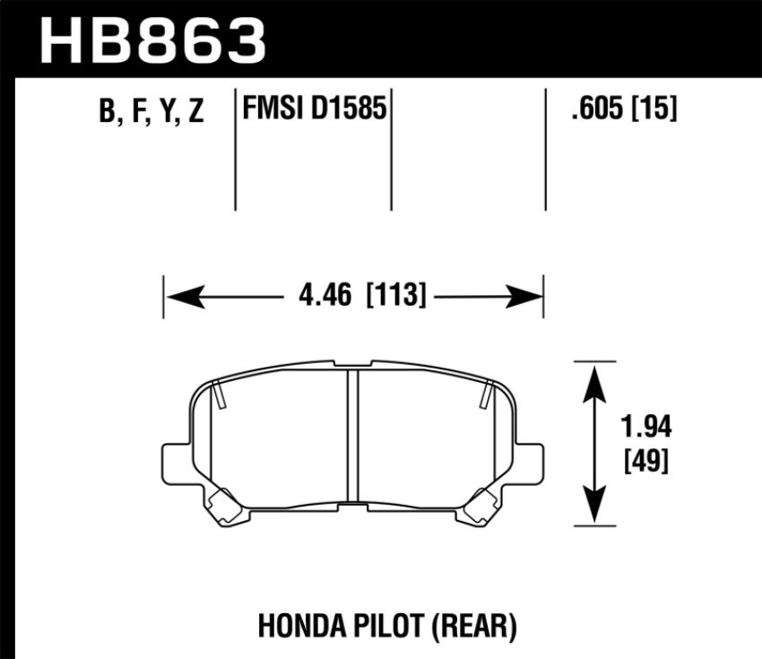 Hawk Performance HB863Z.605 Performance Ceramic Disc Brake Pad