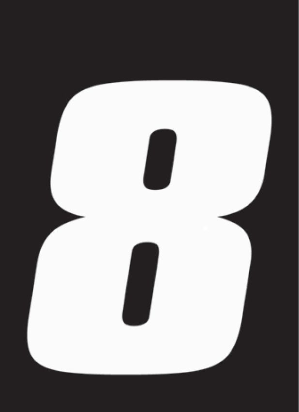 Hardline DD43W-8 Dirt Digits 3pk 4 in. - High Gloss Number 8 - White