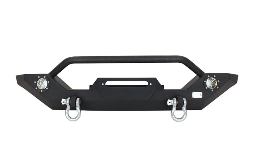 Fishbone Offroad FB22016 87-06 Jeep TJ/YJ Wrangler TJ/YJ Steel Front Bumper W/LEDs - Blk Textured Powercoat