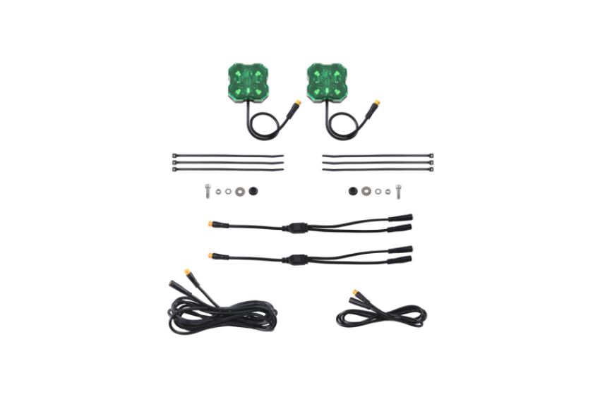 Diode Dynamics DD7459 Stage Series Single Color LED Rock Light - Green M8 (2-pack)