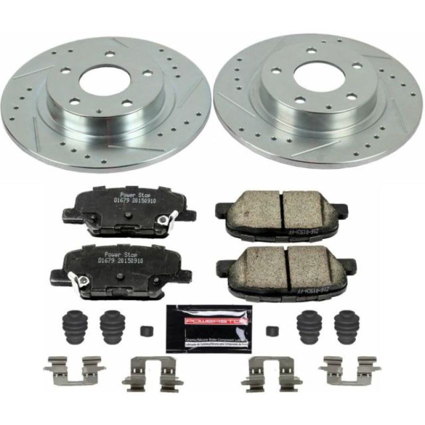 PowerStop K6969 Z23 Daily Driver Carbon-Fiber Ceramic Brake Pad and Drilled & Slotted Rotor Kit