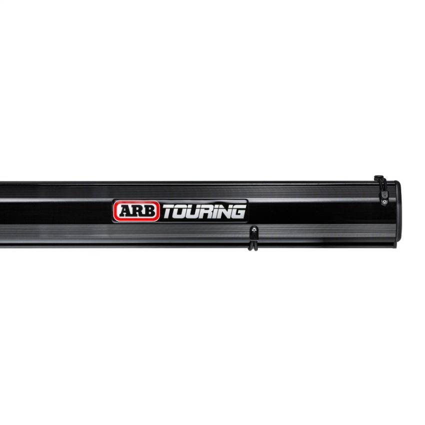 ARB 814412A Aluminum Awning, Black Frame, 8.2FT x 8.2FT, Installed with LED Light Strip