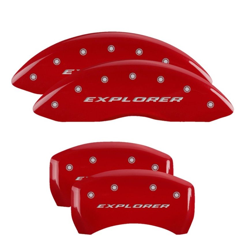 MGP 10229SXPLRD 4 Caliper Covers Engraved Front & Rear Explorer Red finish silver ch