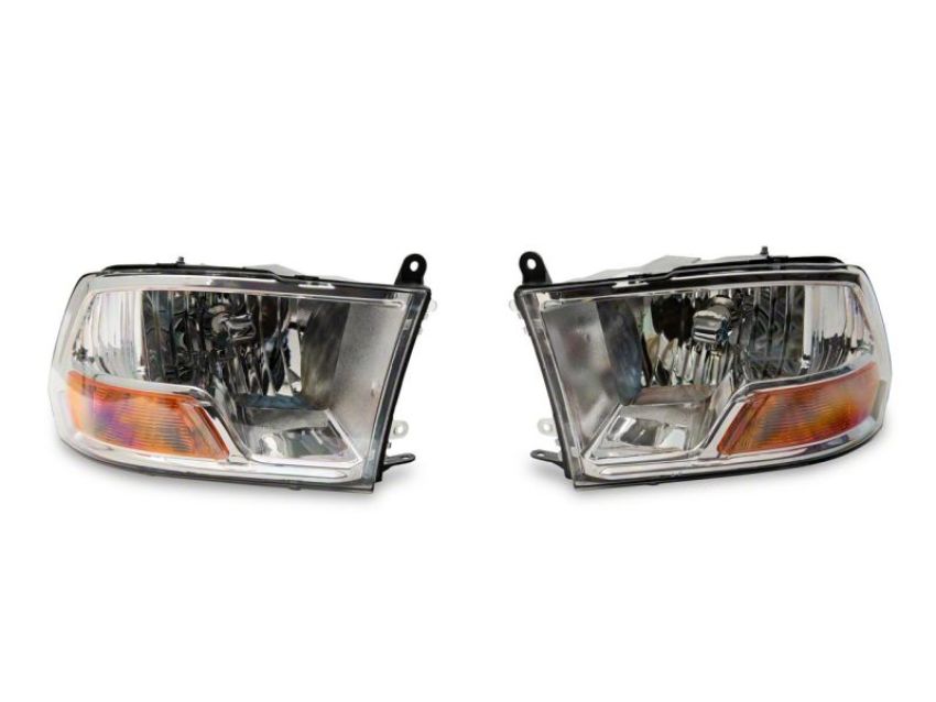 Raxiom R118018 09-18 Dodge RAM 1500 Axial OEM Rep Headlights w/ Single Bulb- Chrome Housing (Clear Lens)