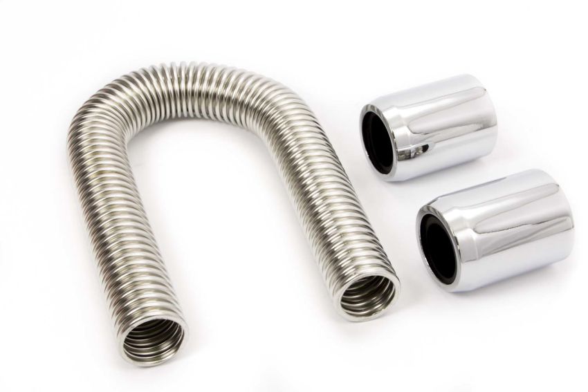RACING POWER CO-PACKAGED RPCR7302 12in Stainless Hose Kit w/Chrome ends