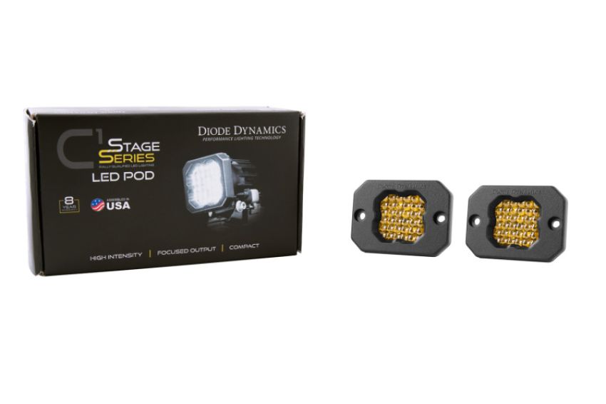 Diode Dynamics DD6473P Stage Series C1 LED Pod Sport - Yellow Flood Flush ABL (Pair)