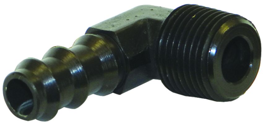 Moroso 65382 Air/Oil Separator Fuel Line Fitting - 3/8in to 3/8in Hose - 90 Degree - Black - Single