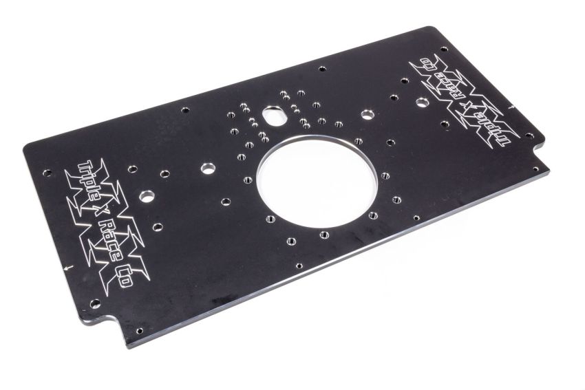 TRIPLE X RACE COMPONENTS TXRSC-EG-0006-BLK Alum Rear Motor Plate Raised Rail Black Sprint