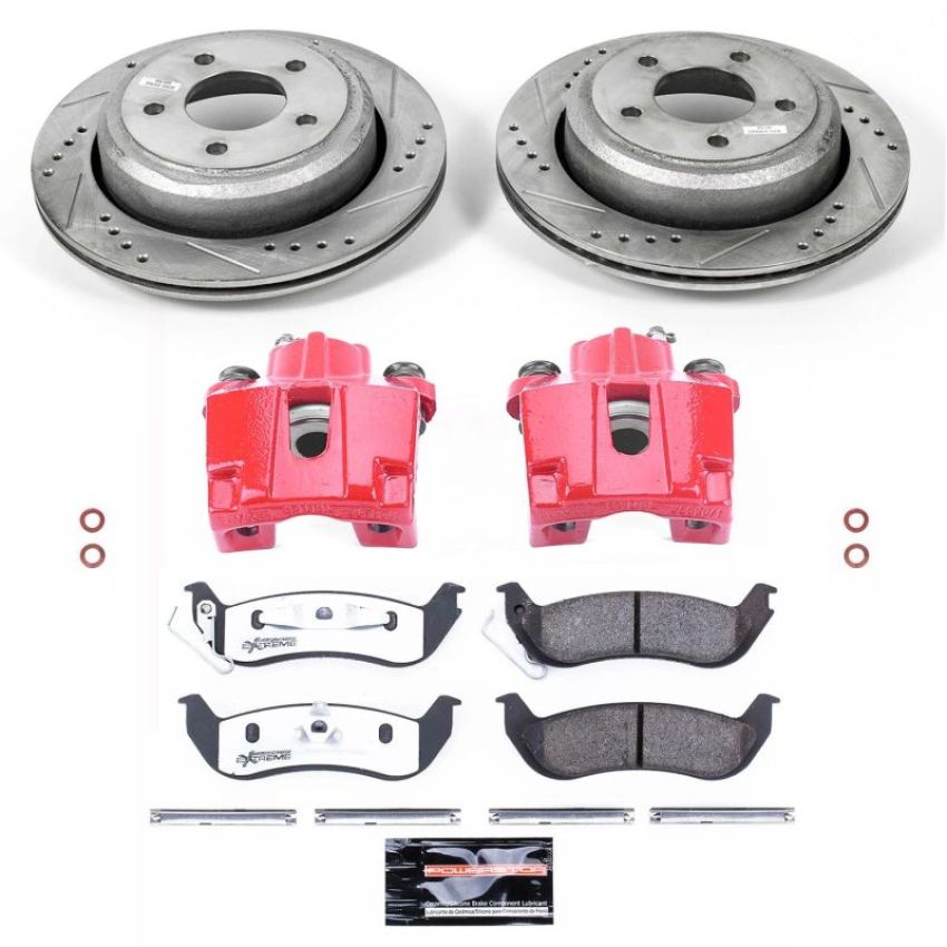 PowerStop KC6181-26 Z26 Street Performance Ceramic Brake Pad, Drilled Slotted Rotor, and Caliper Kit
