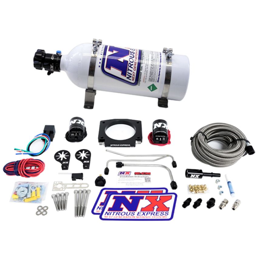 Nitrous Express 20934S-05 LS Single Entry 90mm Plate Hardline System (50-400Hp) W/ 5# Bottle