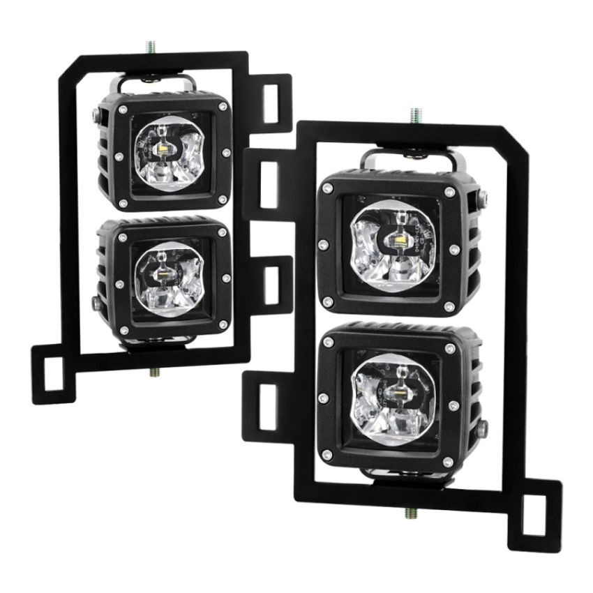 SPYDER 9045424 Full LED Fog Lights W/Bracket and Universal Switch - Clear