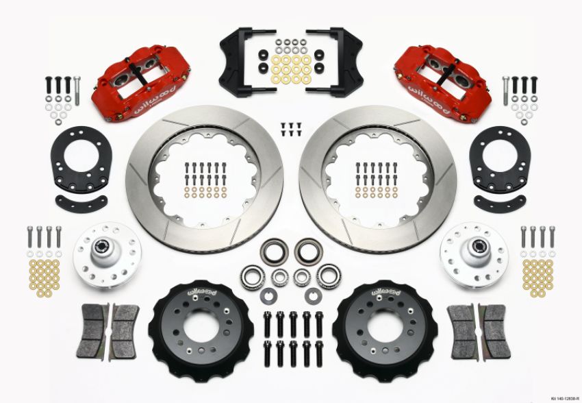 Wilwood 140-12638-R Narrow Superlite 6R Front Hub Kit 14.00in Red 1965-1969 Mustang Drum Spindle
