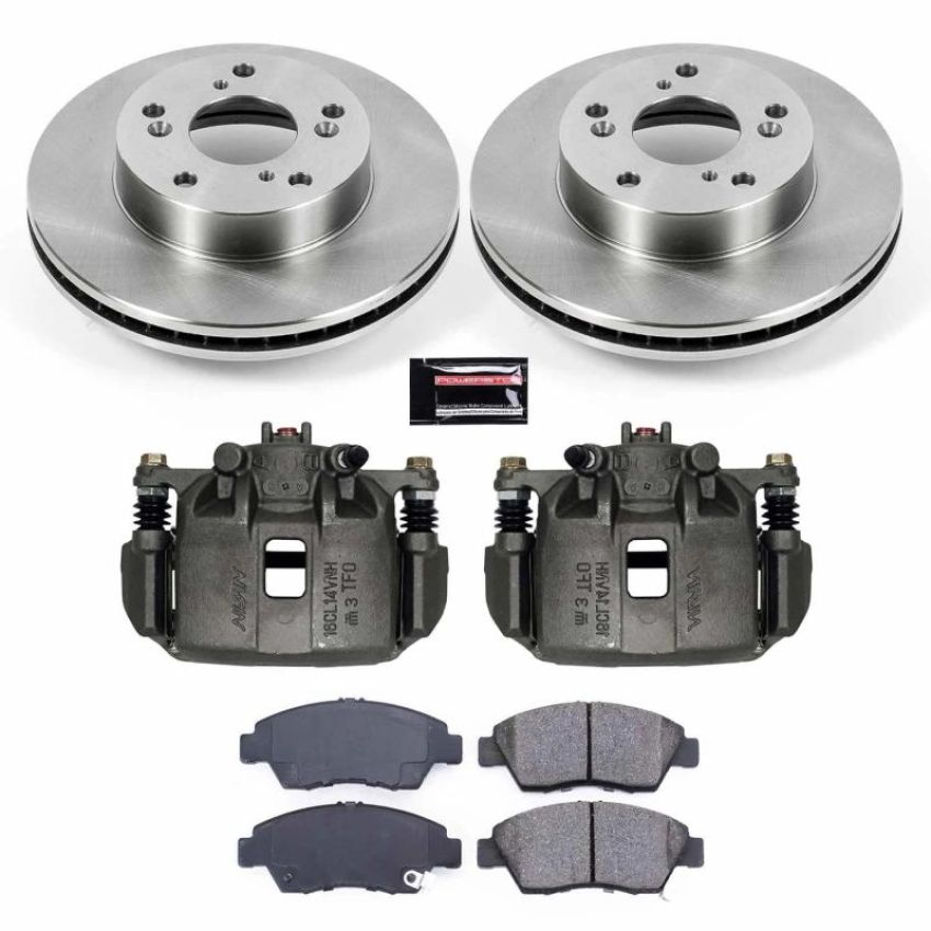 PowerStop KCOE6317 OE Stock Replacement Low-Dust Ceramic Brake Pad, Rotor and Caliper Kit
