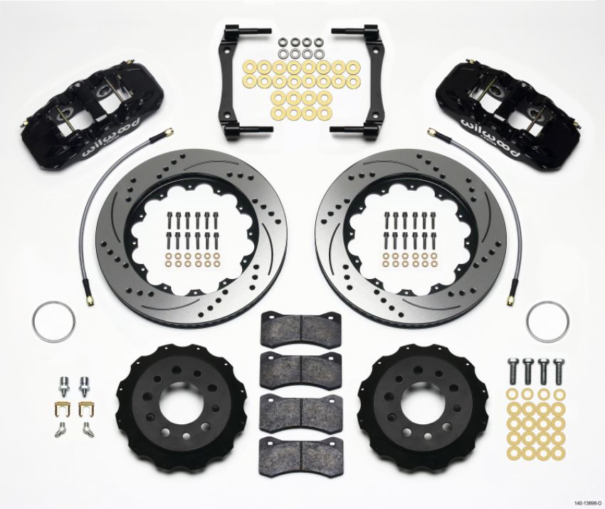 Wilwood 140-13698-D AERO4 Rear Kit 14.25in Drilled 2014-Up Corvette C7 w/Lines