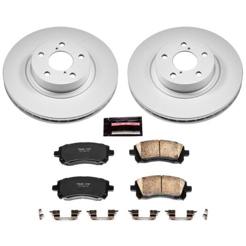 PowerStop CRK1120 Genuine Geomet Coated Rotor and Low-Dust Ceramic Brake Pad Kit
