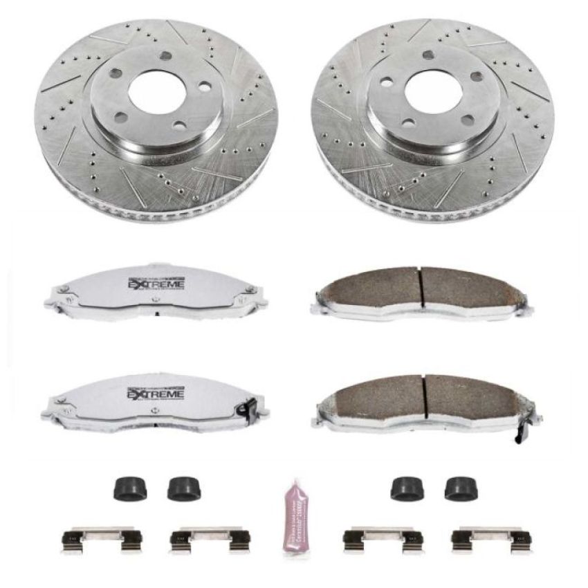 PowerStop K1547-26 Z26 Street Performance Ceramic Brake Pad and Drilled & Slotted Rotor Kit