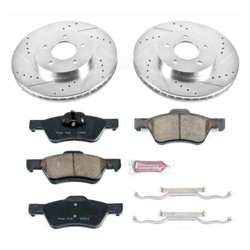 PowerStop K5571 Z23 Daily Driver Carbon-Fiber Ceramic Brake Pad and Drilled & Slotted Rotor Kit