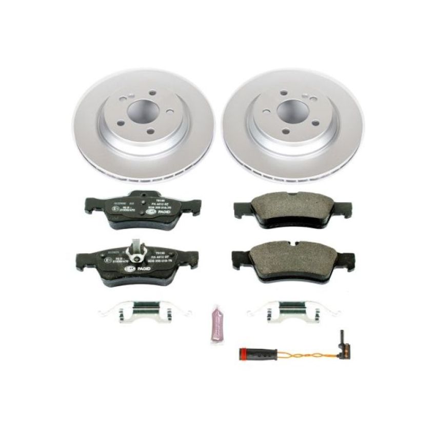 PowerStop ESK6569 Genuine Geomet Coated Rotors, ECE-R90 Brake Pads + Hardware Kit