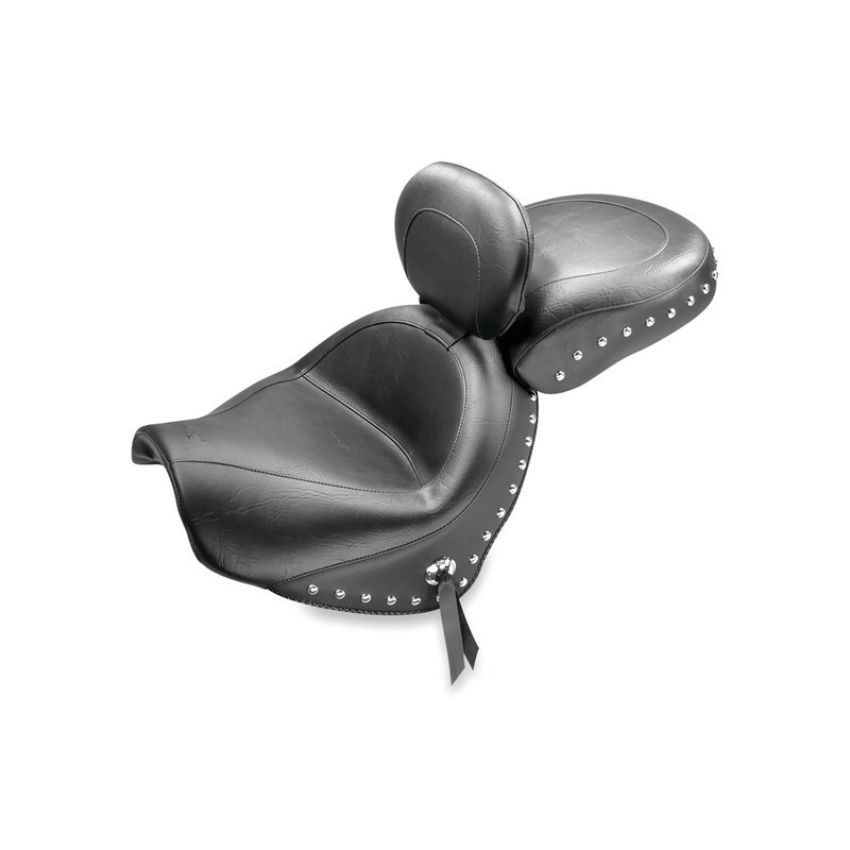 Mustang Motorcycle 79620 Mustang 09-21 Suzuki Boulevard C50/C50T Standard Touring 2PC Seat w/Driver Backrest w/Studs - Black