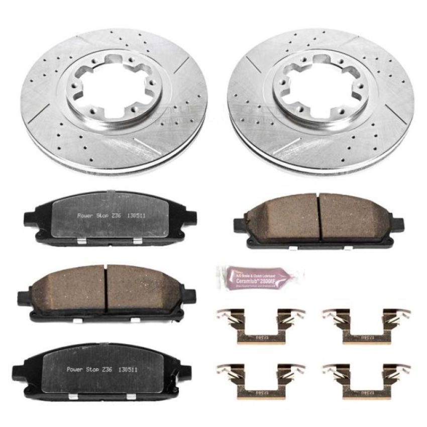 PowerStop K2279-36 Z36 Truck and SUV Carbon-Fiber Ceramic Brake Pad and Drilled & Slotted Rotor Kit