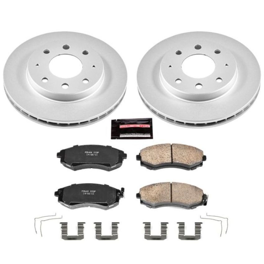 PowerStop CRK1087 Genuine Geomet Coated Rotor and Low-Dust Ceramic Brake Pad Kit
