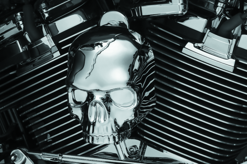 Kuryakyn 5730 Skull Horn Cover 17-Up With Waterfall Style Horn Chrome