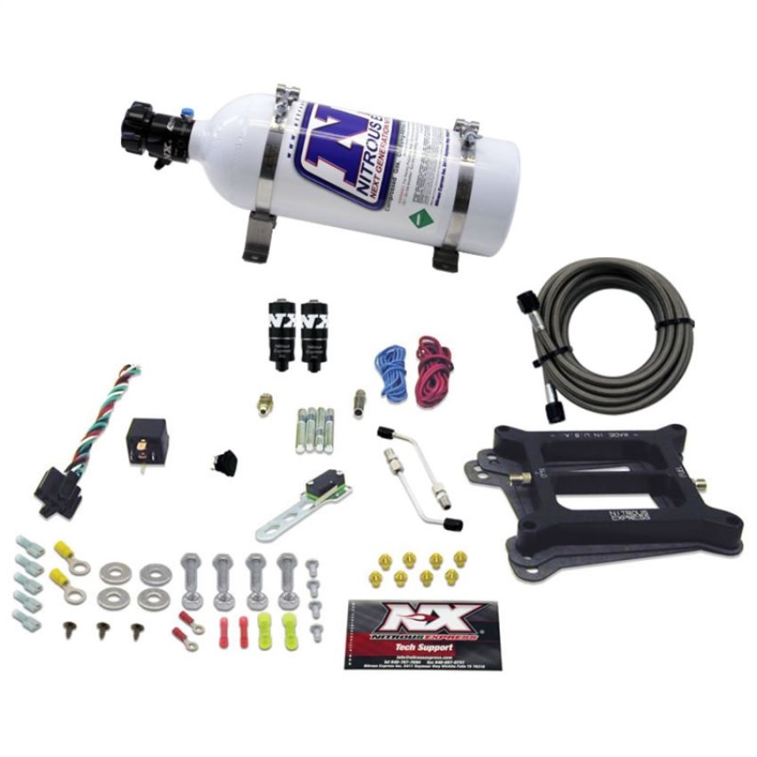 Nitrous Express 40041-05 4150 HITMAN PLUS 4-BBL (50-100-150-200HP) WITH 5LB BOTTLE