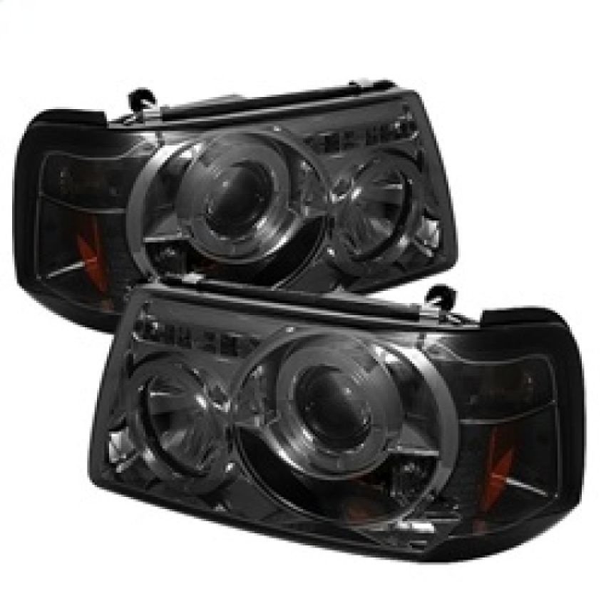 SPYDER 5010513 1PC Projector Headlights - LED Halo - Smoke