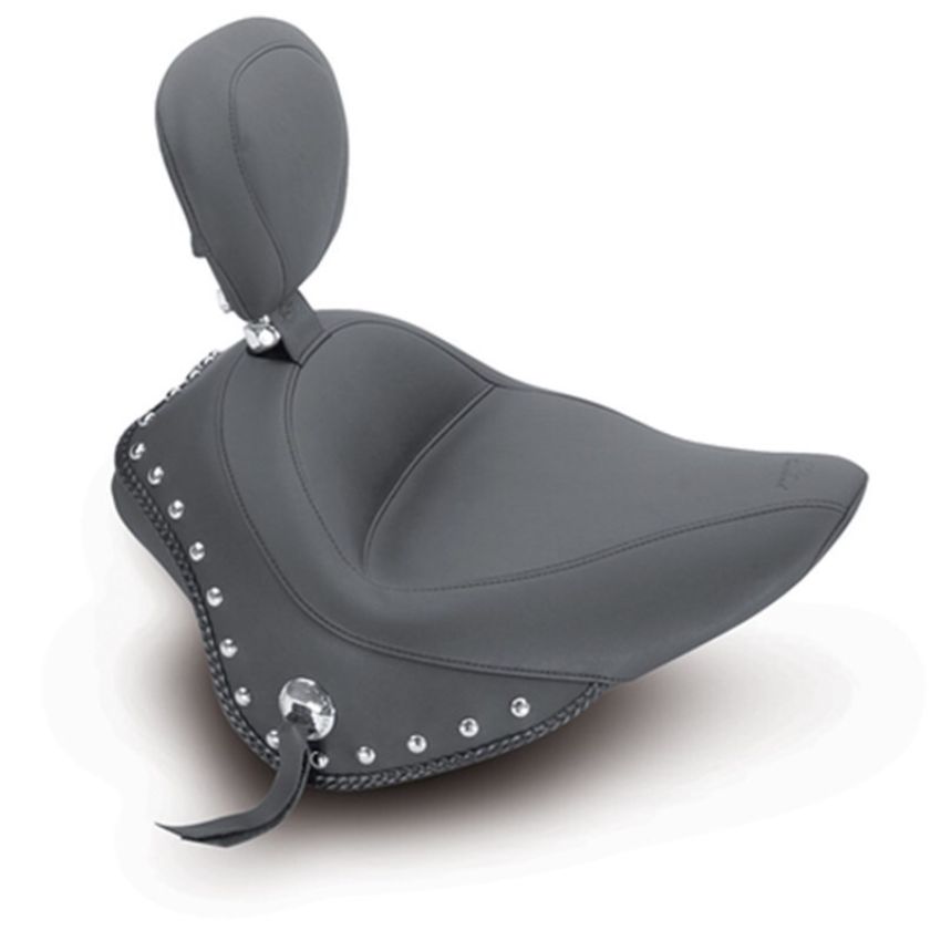 Mustang Motorcycle 79740 Mustang 11-13 Harley Blackline,12-17 Slim/Slim S Wide Touring Solo Seat w/DBR Studs - Black