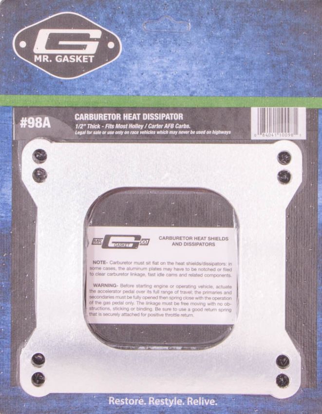 MR. GASKET MRG98A Carb. Dissipator 1/2in Thick- Open Center