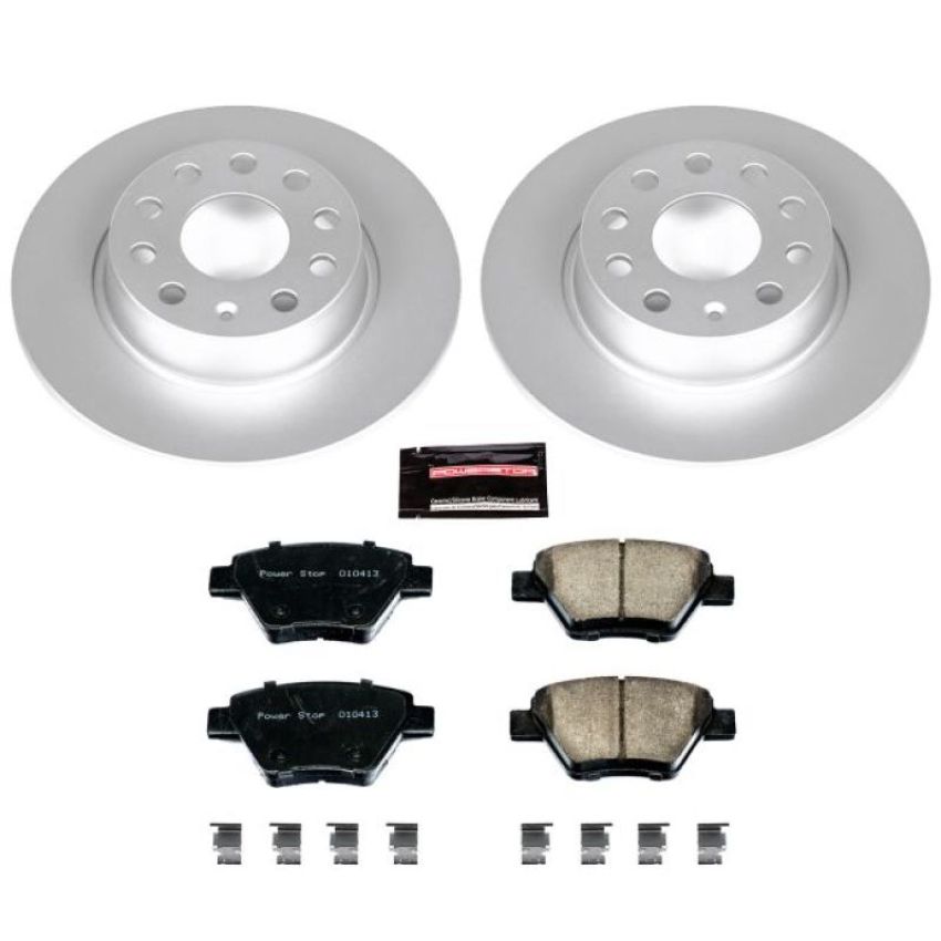 PowerStop CRK5667 Genuine Geomet Coated Rotor and Carbon-Fiber Ceramic Brake Pad Kit