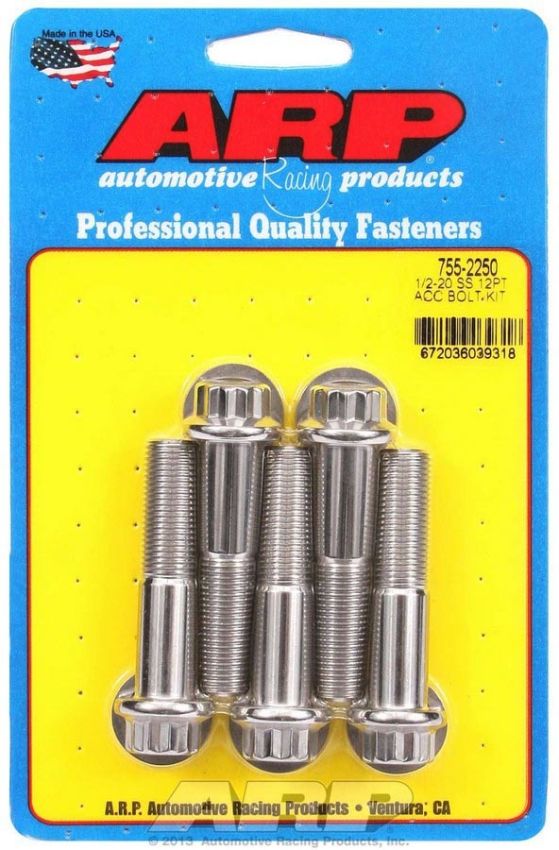 ARP ARP755-2250 S/S Bolt Kit - 12pt. (5) 1/2-20 x 2.250